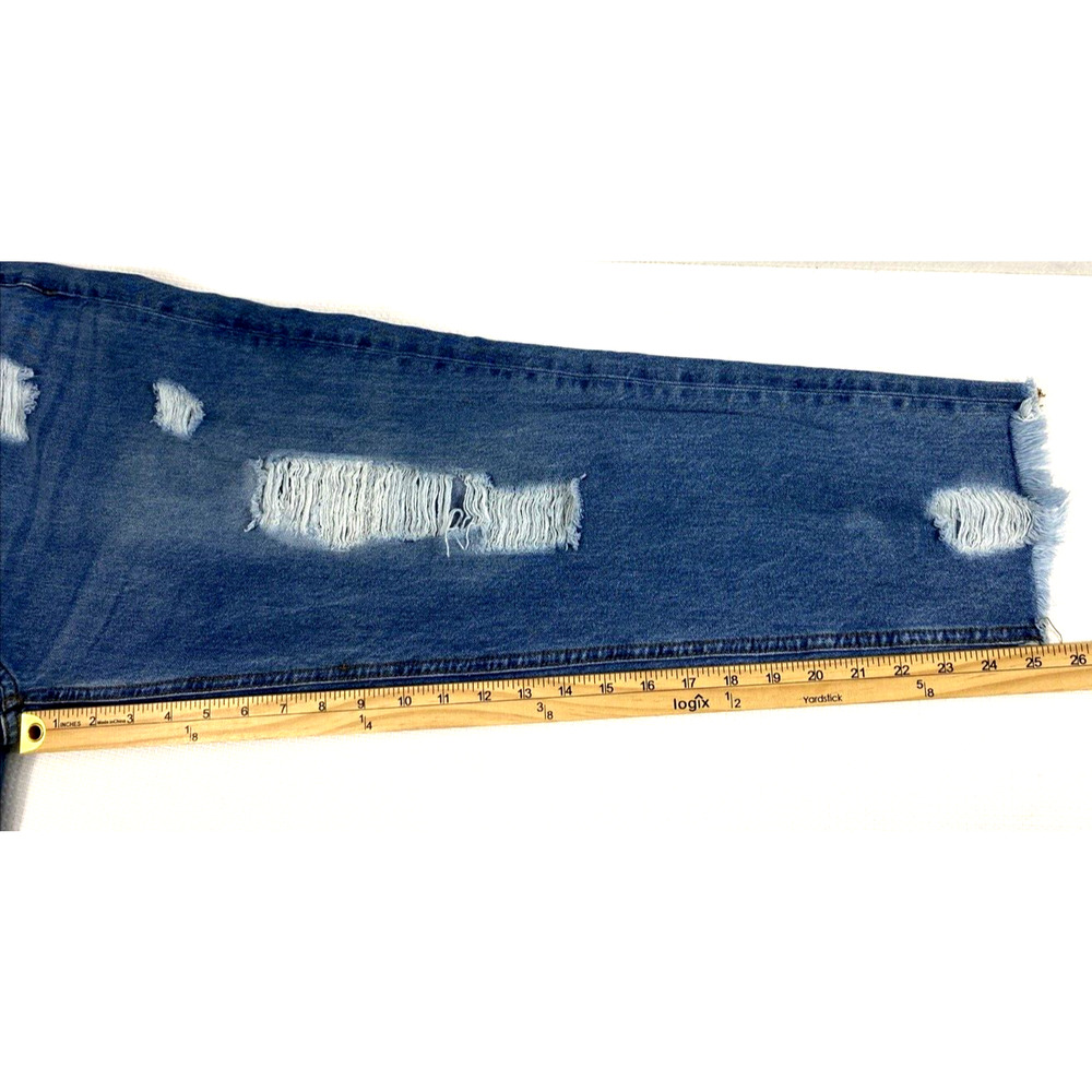 Muselook Relaxed Mom Jeans Junior 13 Hi Rise Destroyed Denim Raw Hem Medium Wash - Picture 7 of 10